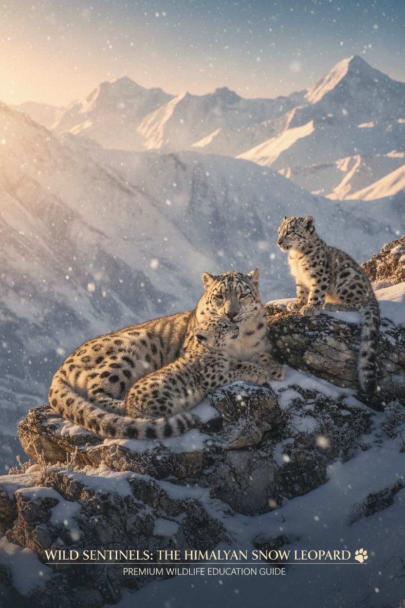 Back cover snow leopard with cubs
