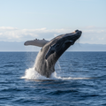 Humpback whale breaching ocean surface