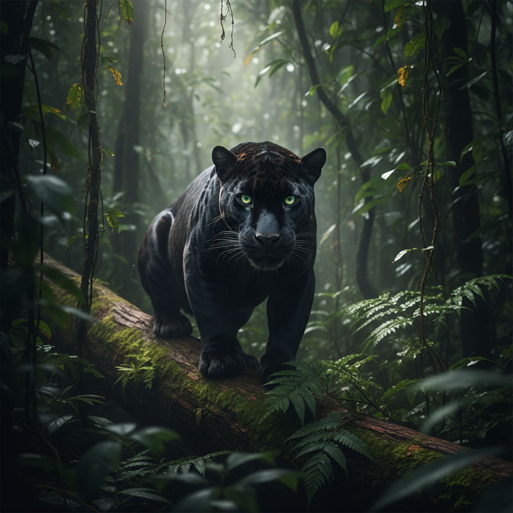 Black melanistic jaguar