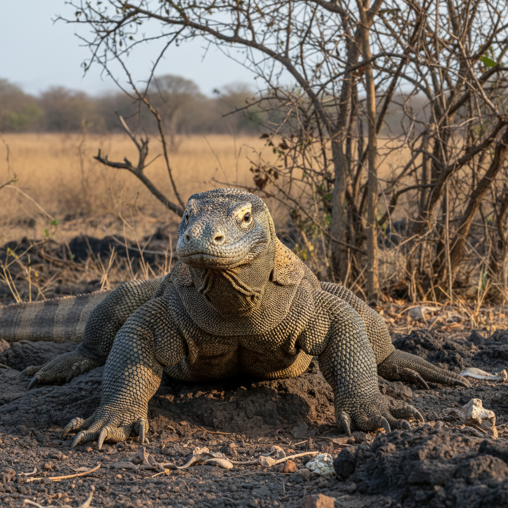 Komodo dragon in natural habitat