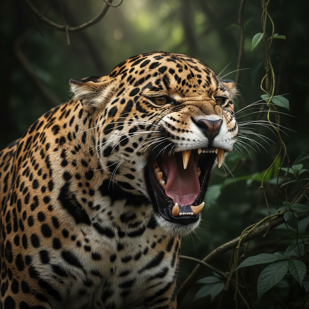 Jaguar roaring
