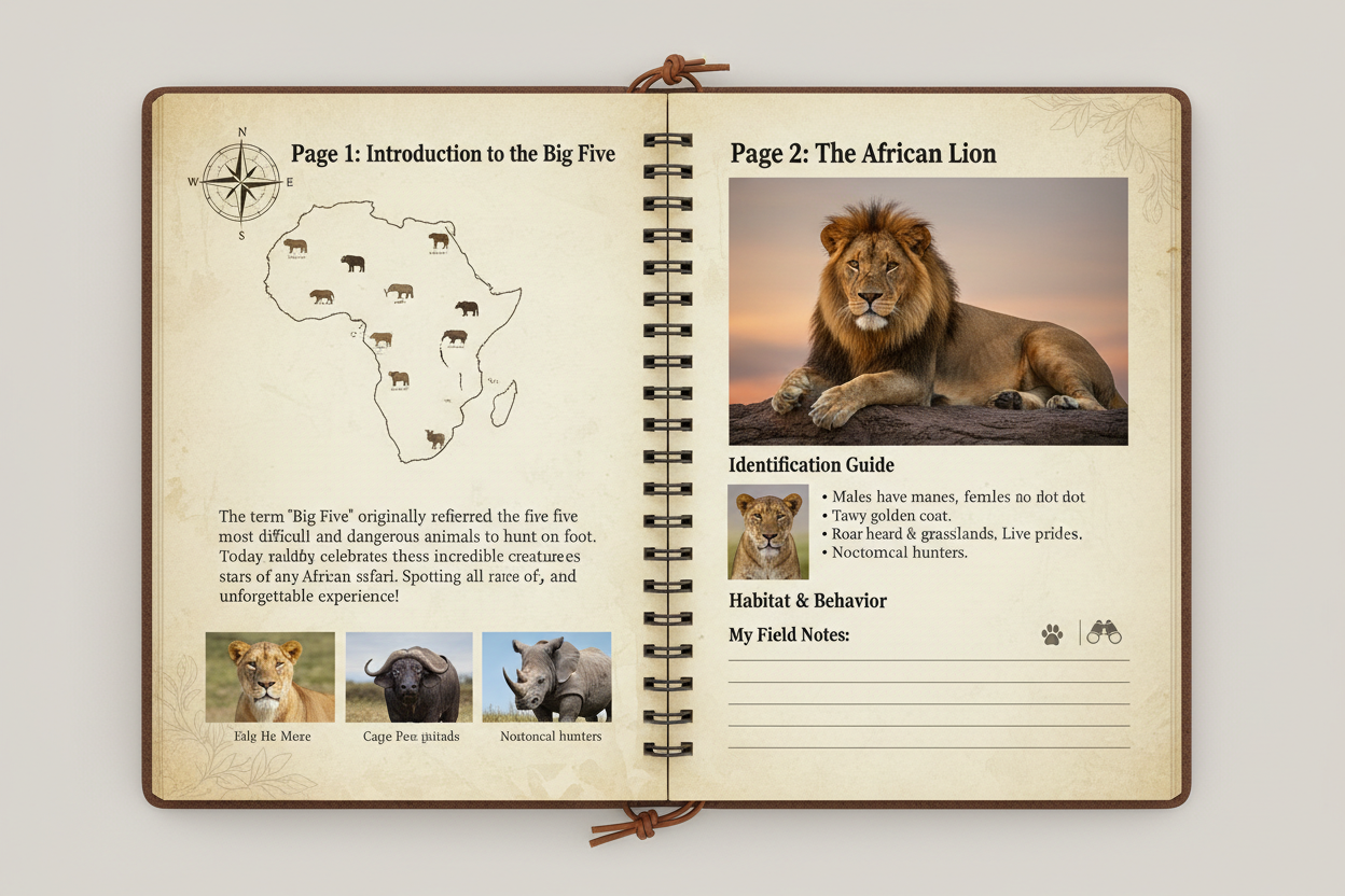Big Five identification guide pages