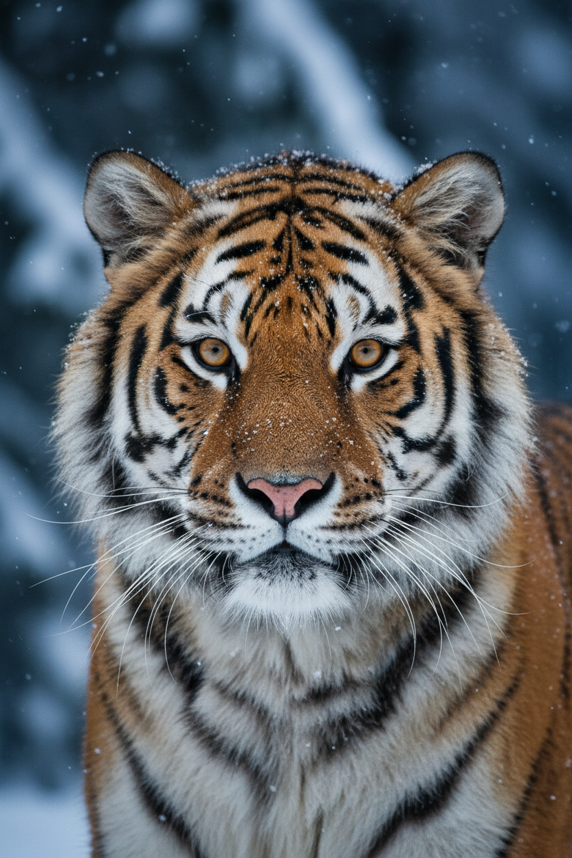 Siberian tiger close up portrait
