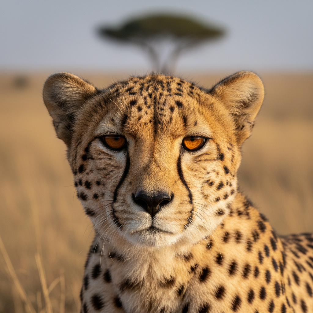 Cheetah portrait with tear marks