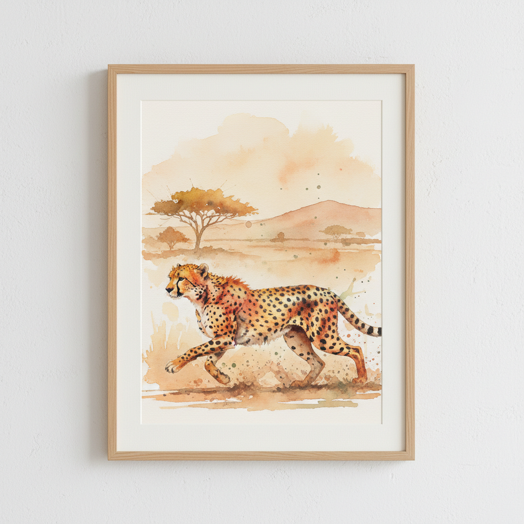 Cheetah watercolour art print