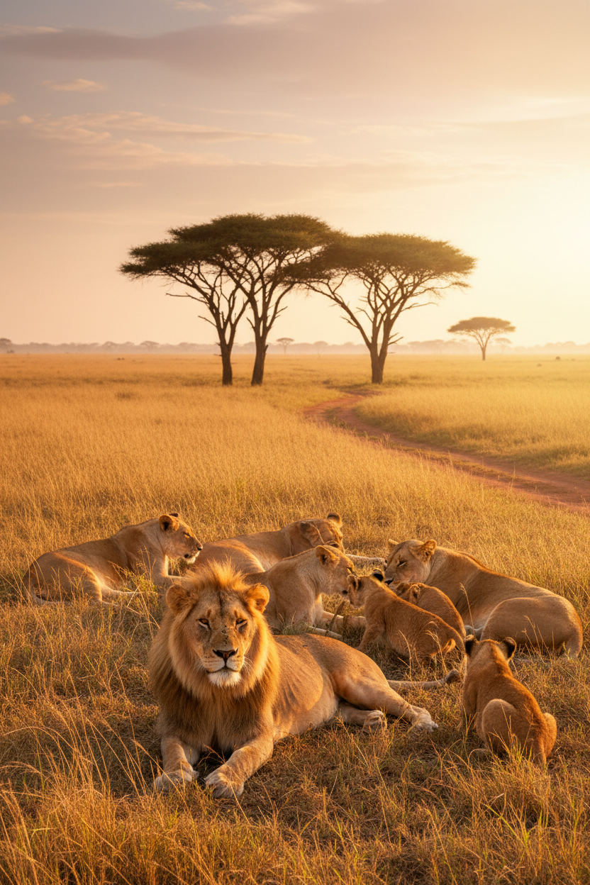Lion pride resting