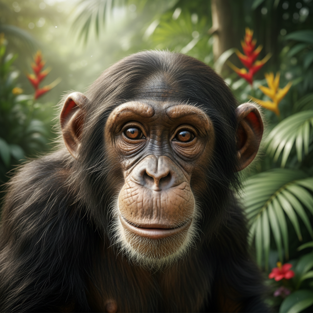 Young chimpanzee portrait