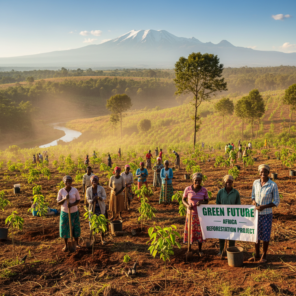 Tree planting reforestation effort in Africa