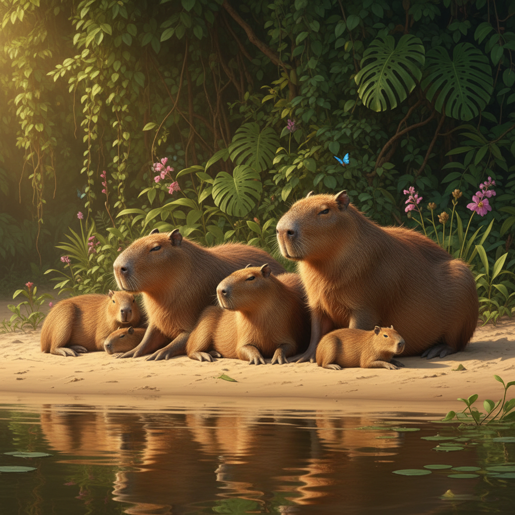 Capybara family