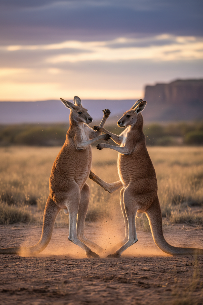 Kangaroos boxing