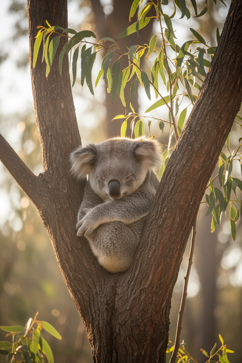 Koala sleeping in tree