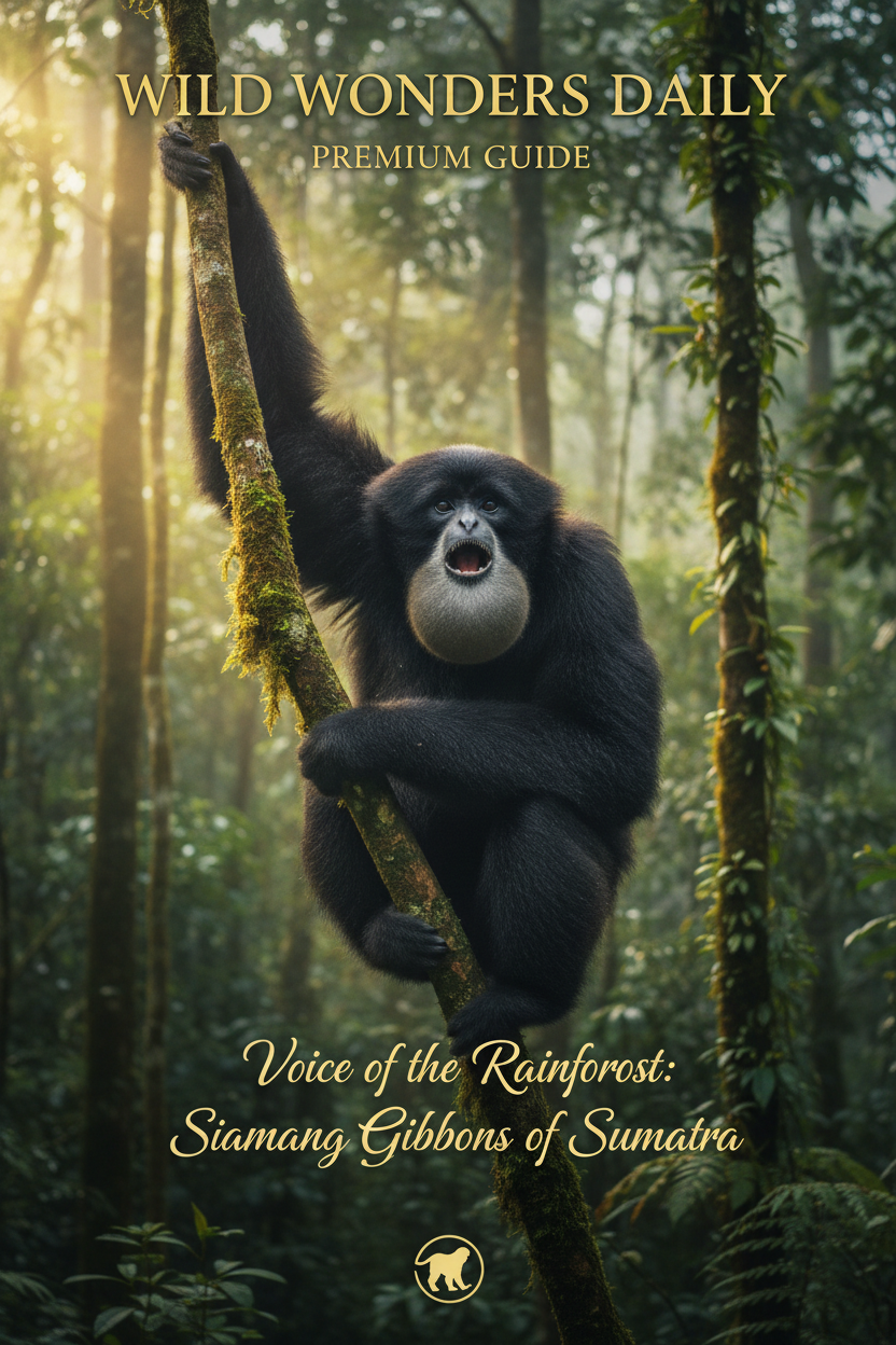Siamang gibbon portrait with inflated throat sac — Wild Wonders Daily