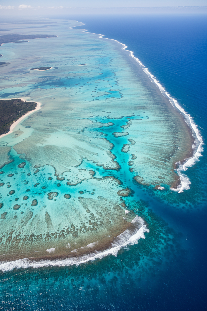 Aerial view of Great Barrier Reef