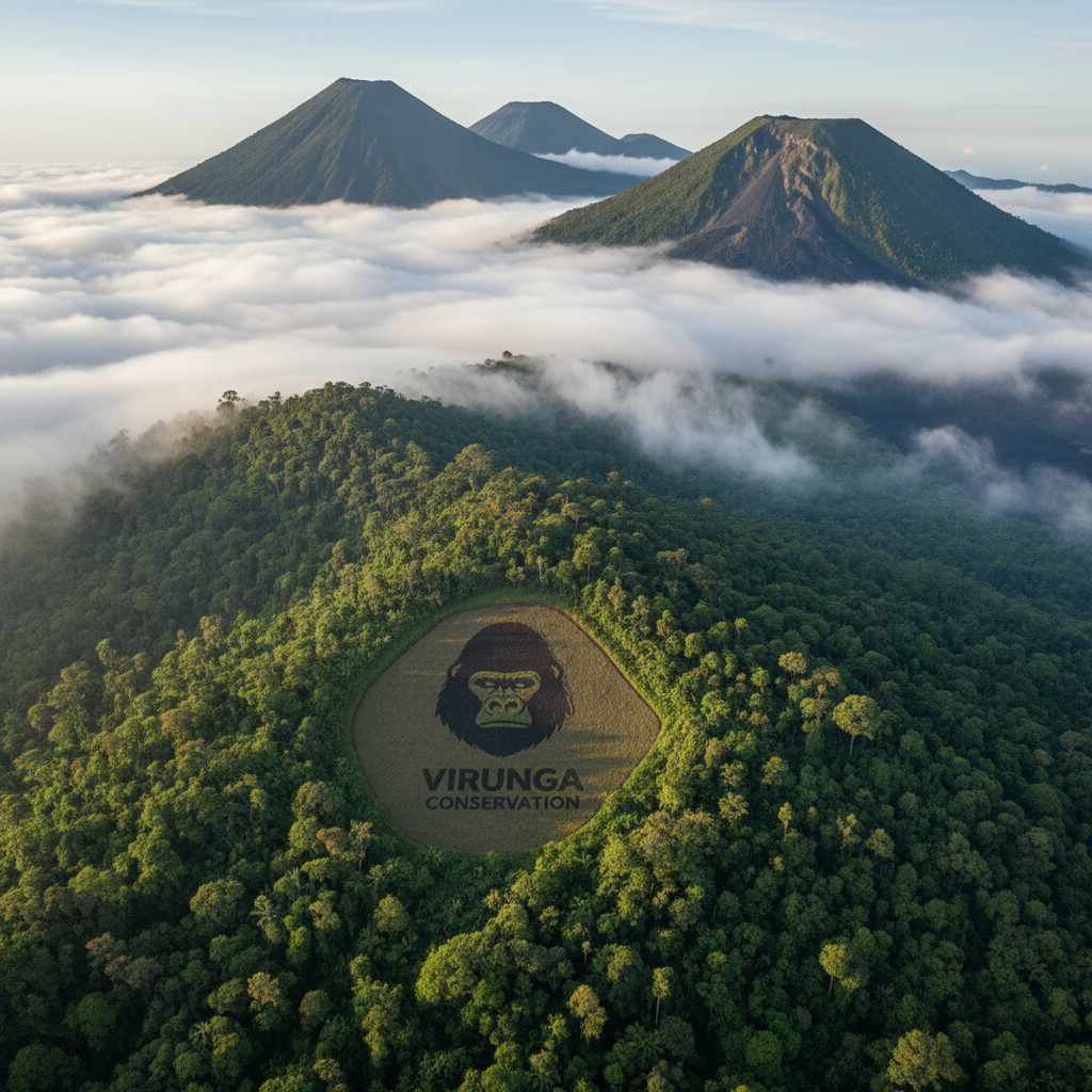 Virunga Mountains aerial view