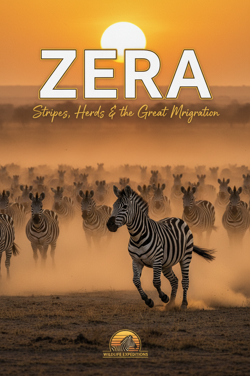 Zebra herd at golden sunset