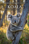 Koala clinging to eucalyptus tree
