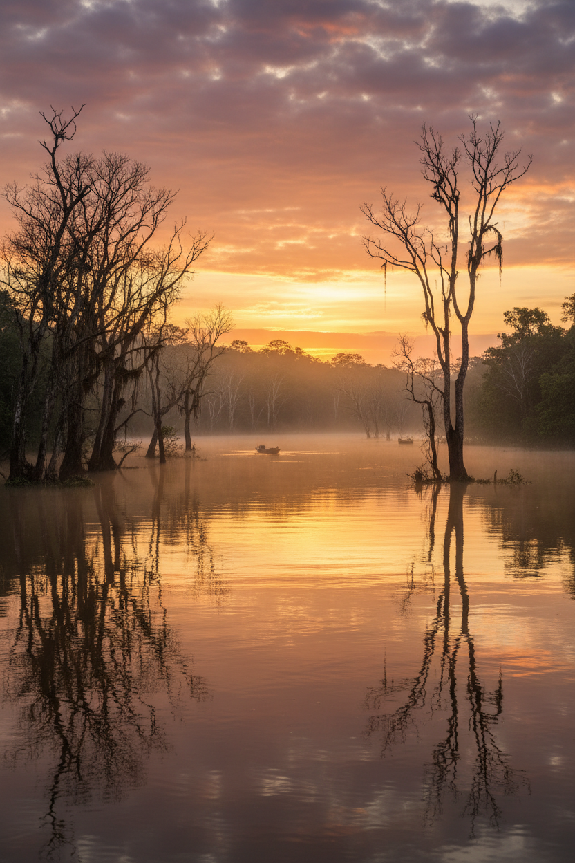 Amazon river at sunset