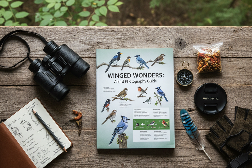Guide flat lay with binoculars