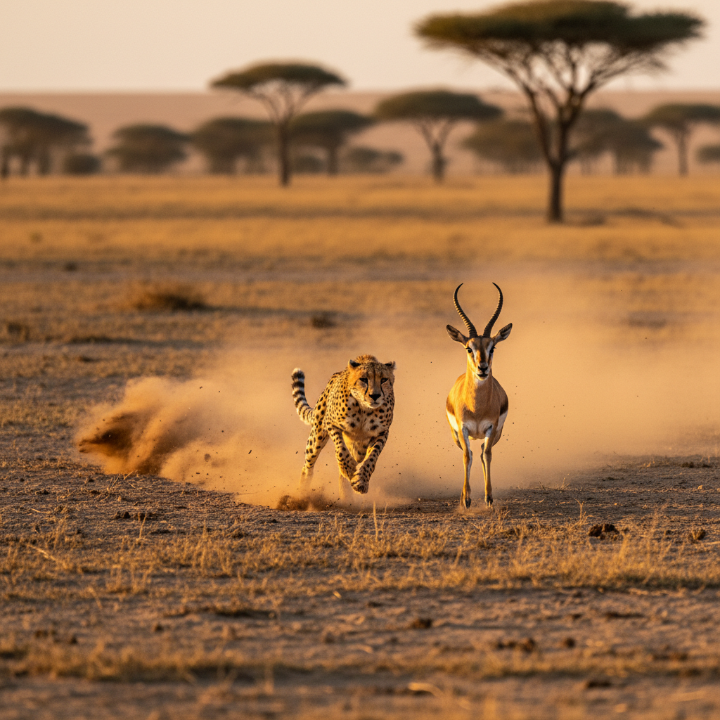 Cheetah hunting gazelle