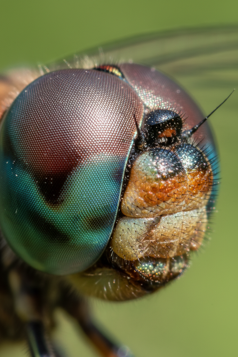 Dragonfly compound eyes close up