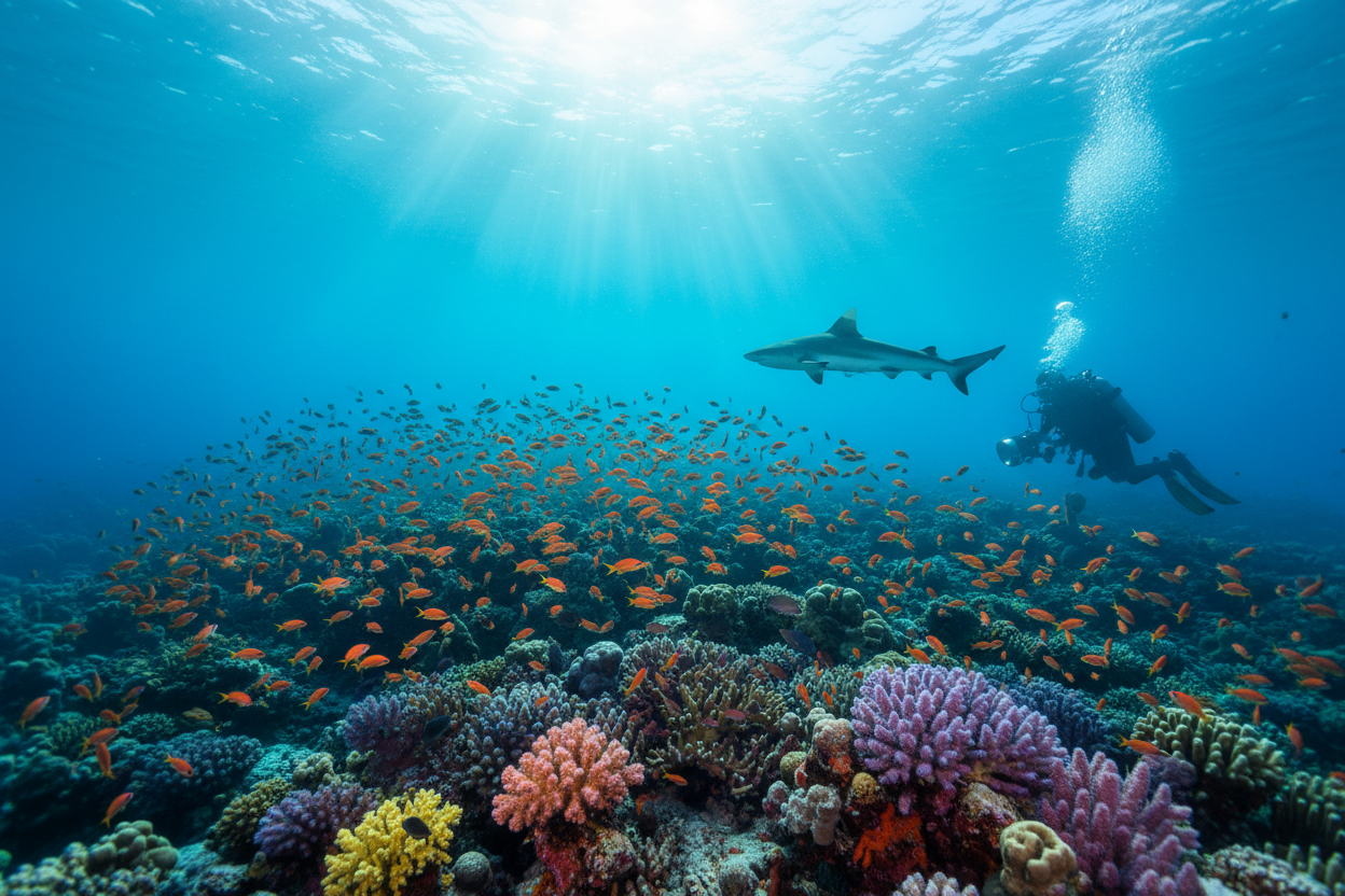 Coral reef wide angle photography