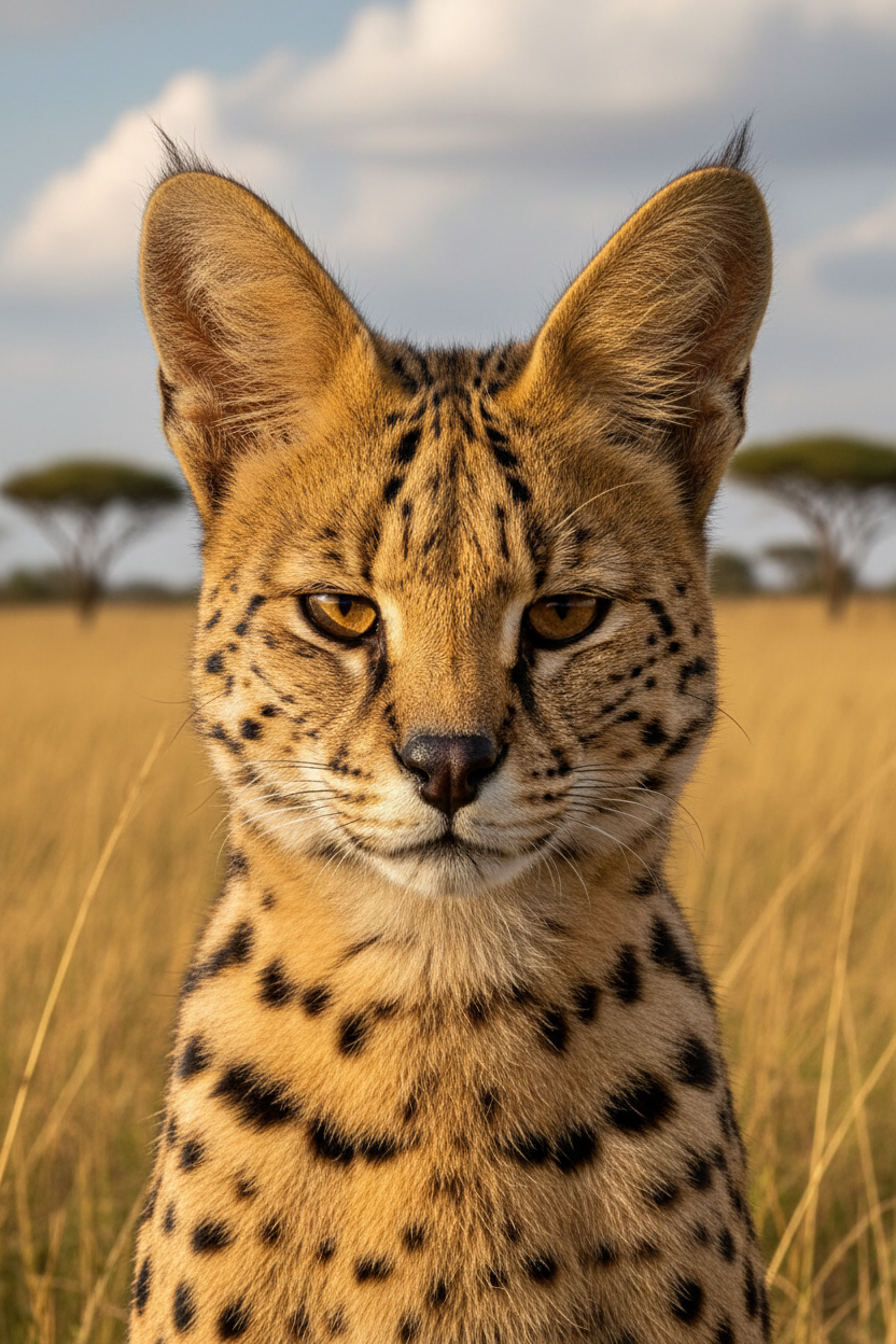 Serval close up portrait