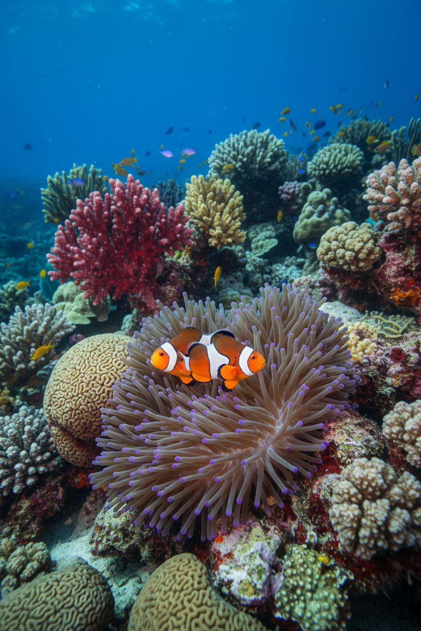 Clownfish in sea anemone