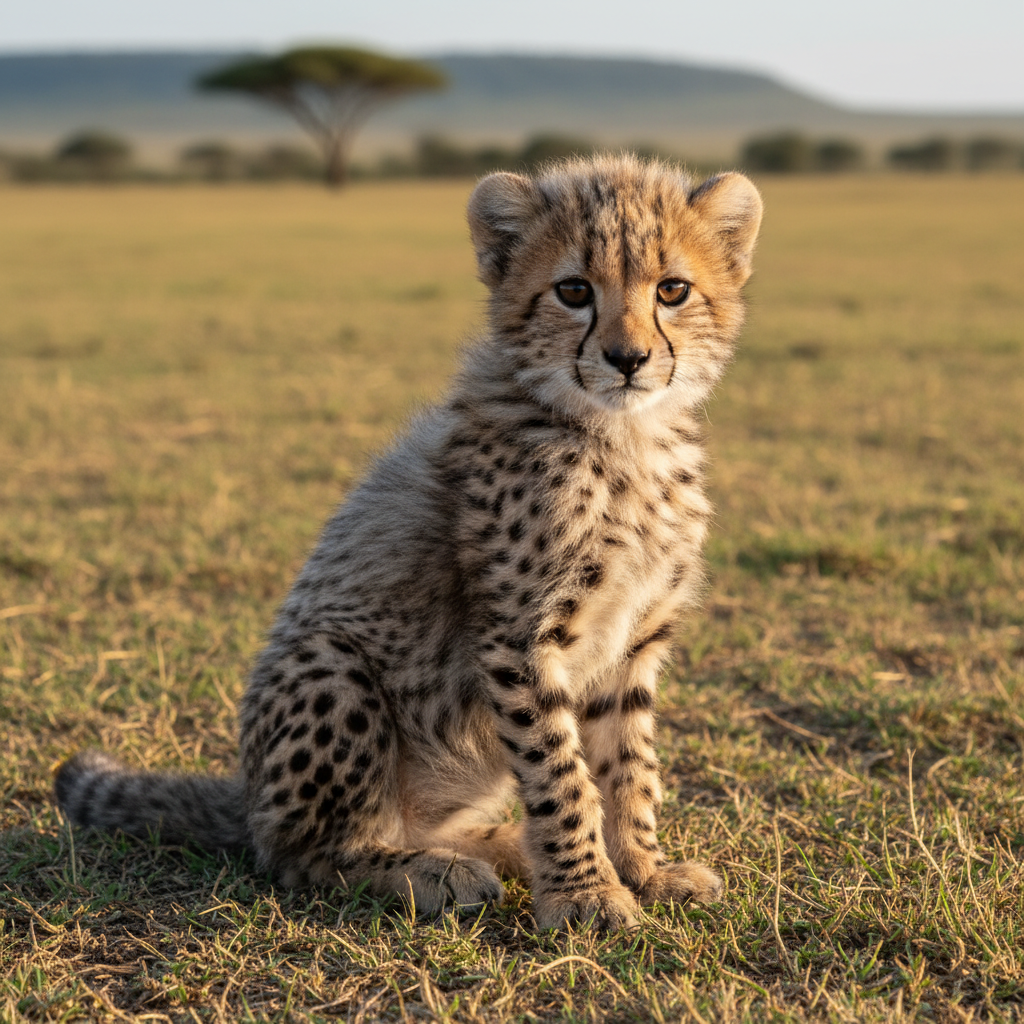 Cheetah cub with mantle fur