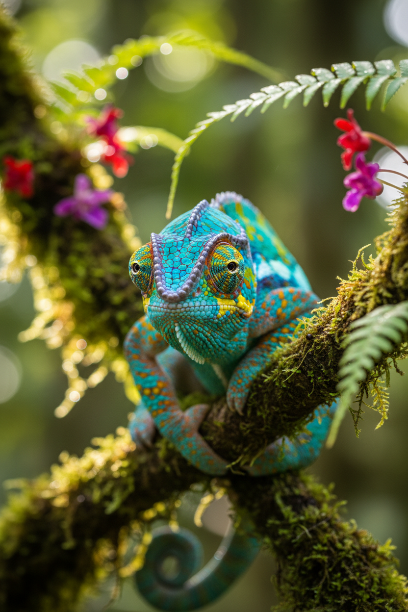 Colorful chameleon in Borneo