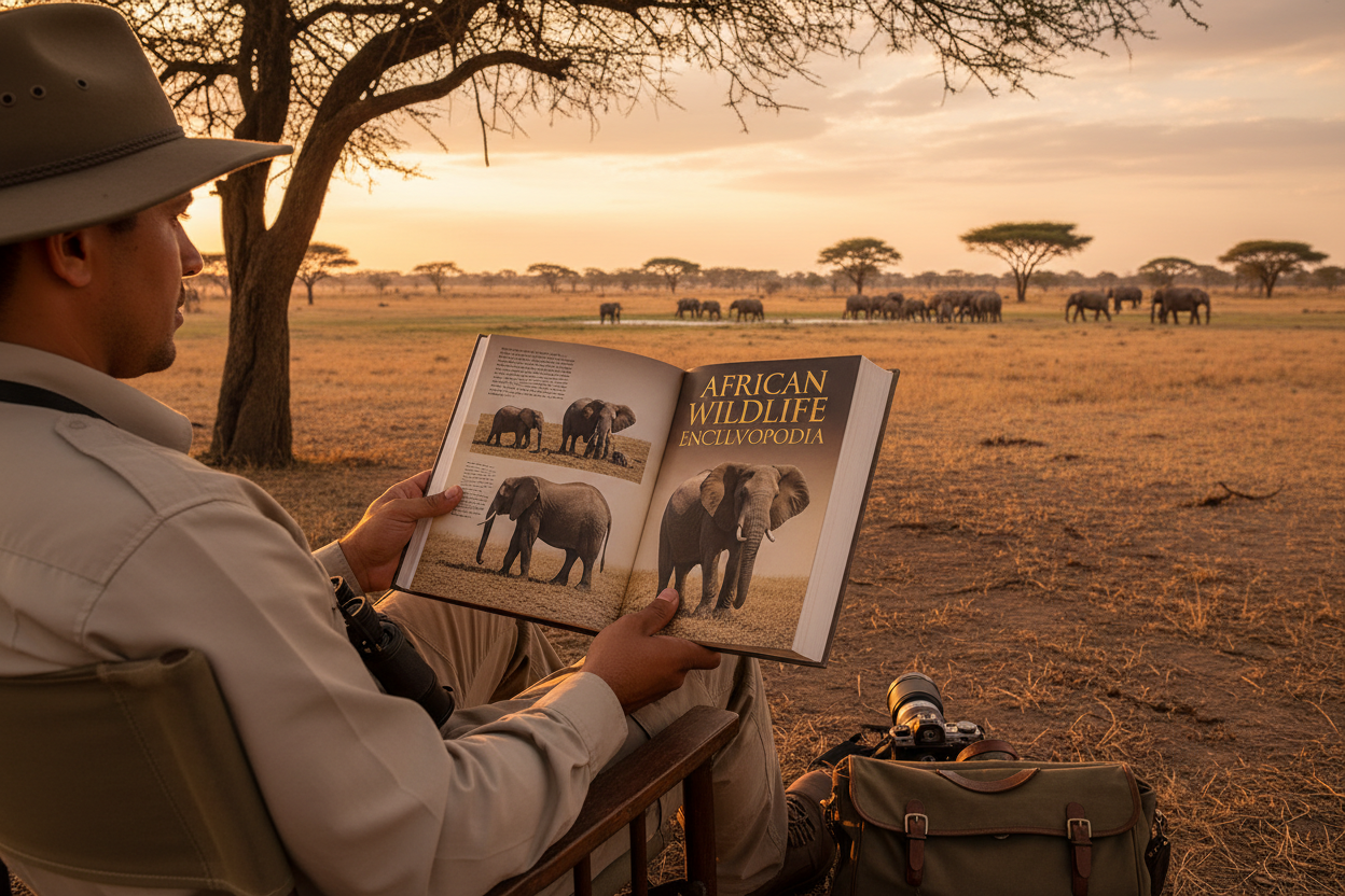 Person reading on safari