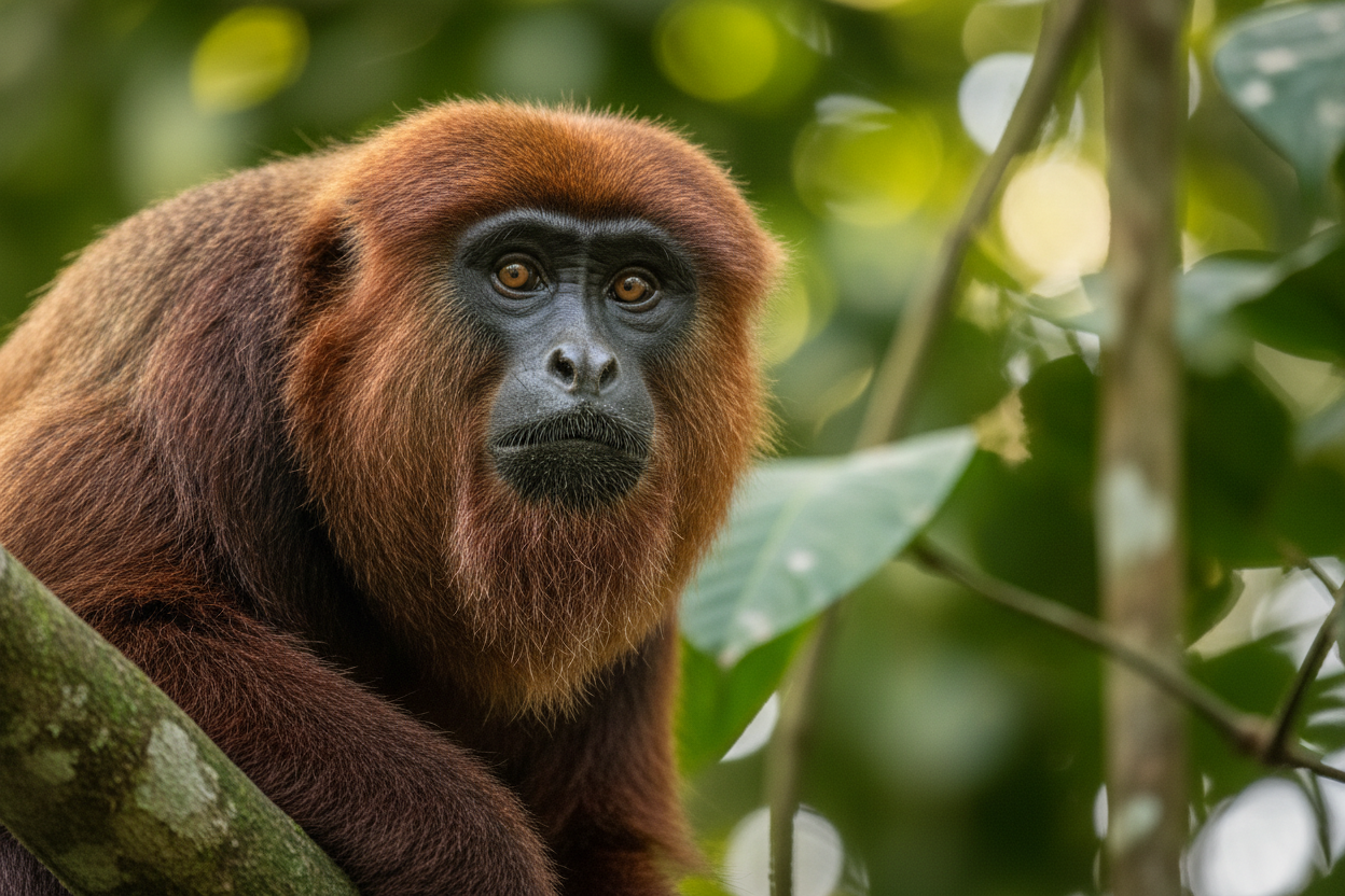 Red howler monkey close-up portrait