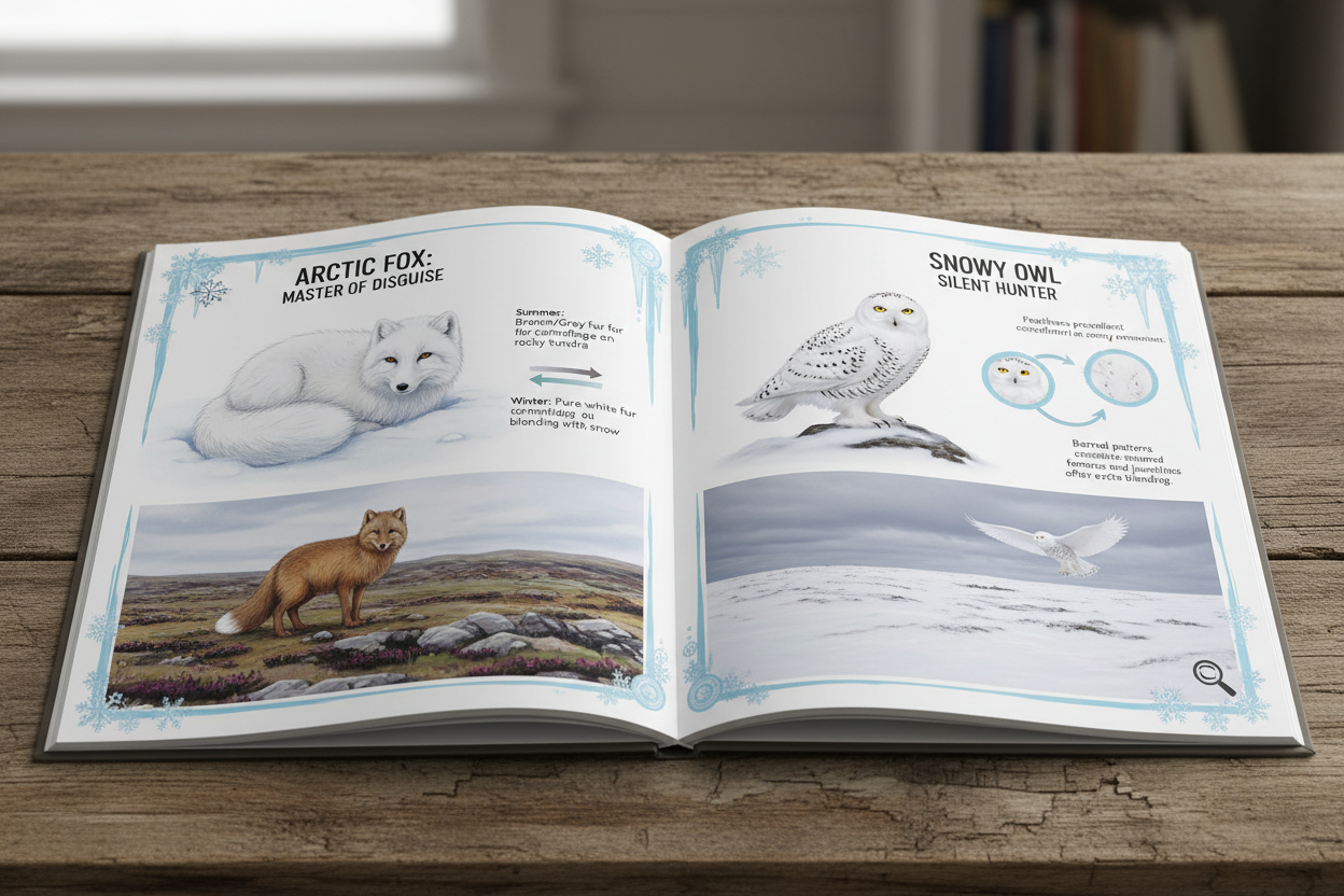 Arctic fox and snowy owl section