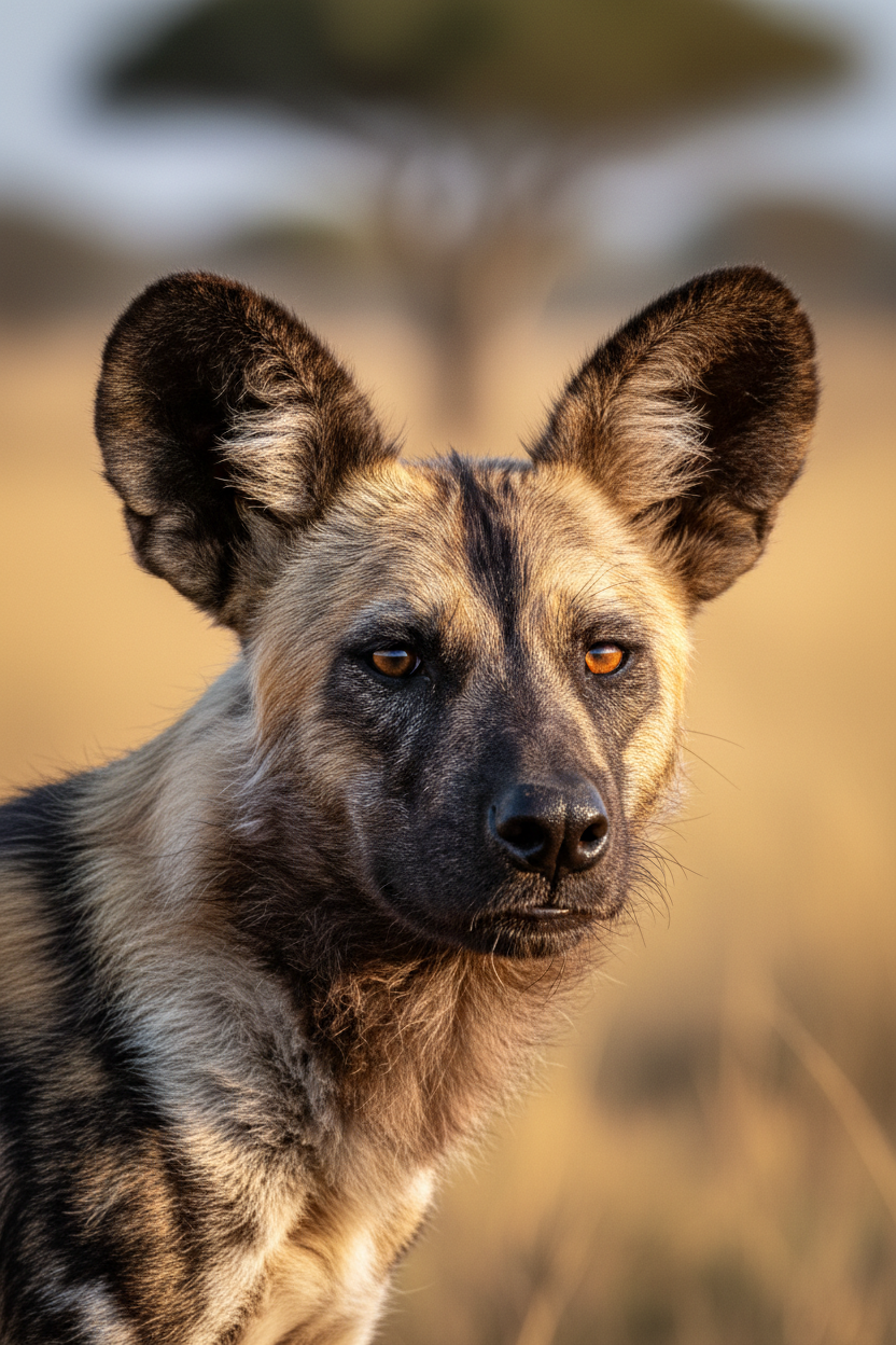 African wild dog portrait