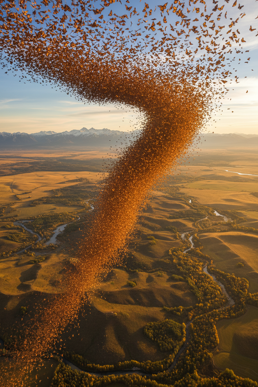 Monarch migration aerial view