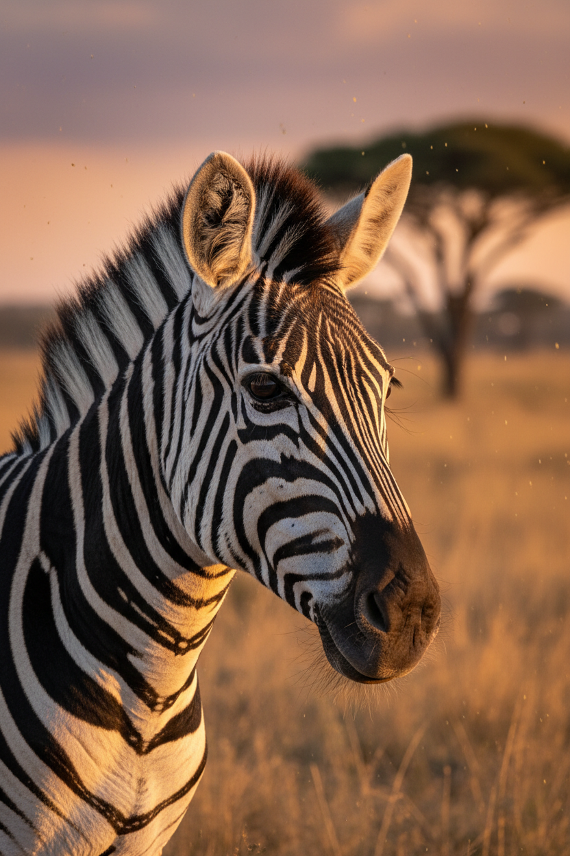 Zebra close up portrait