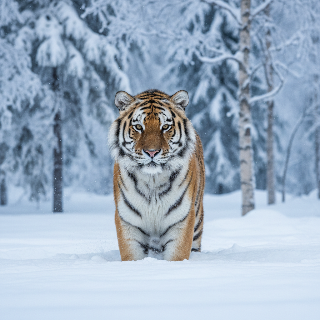 Siberian tiger in snow