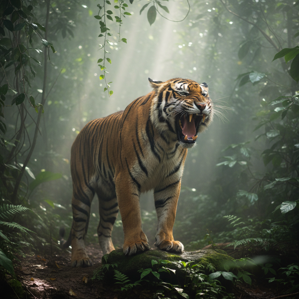 Tiger roaring