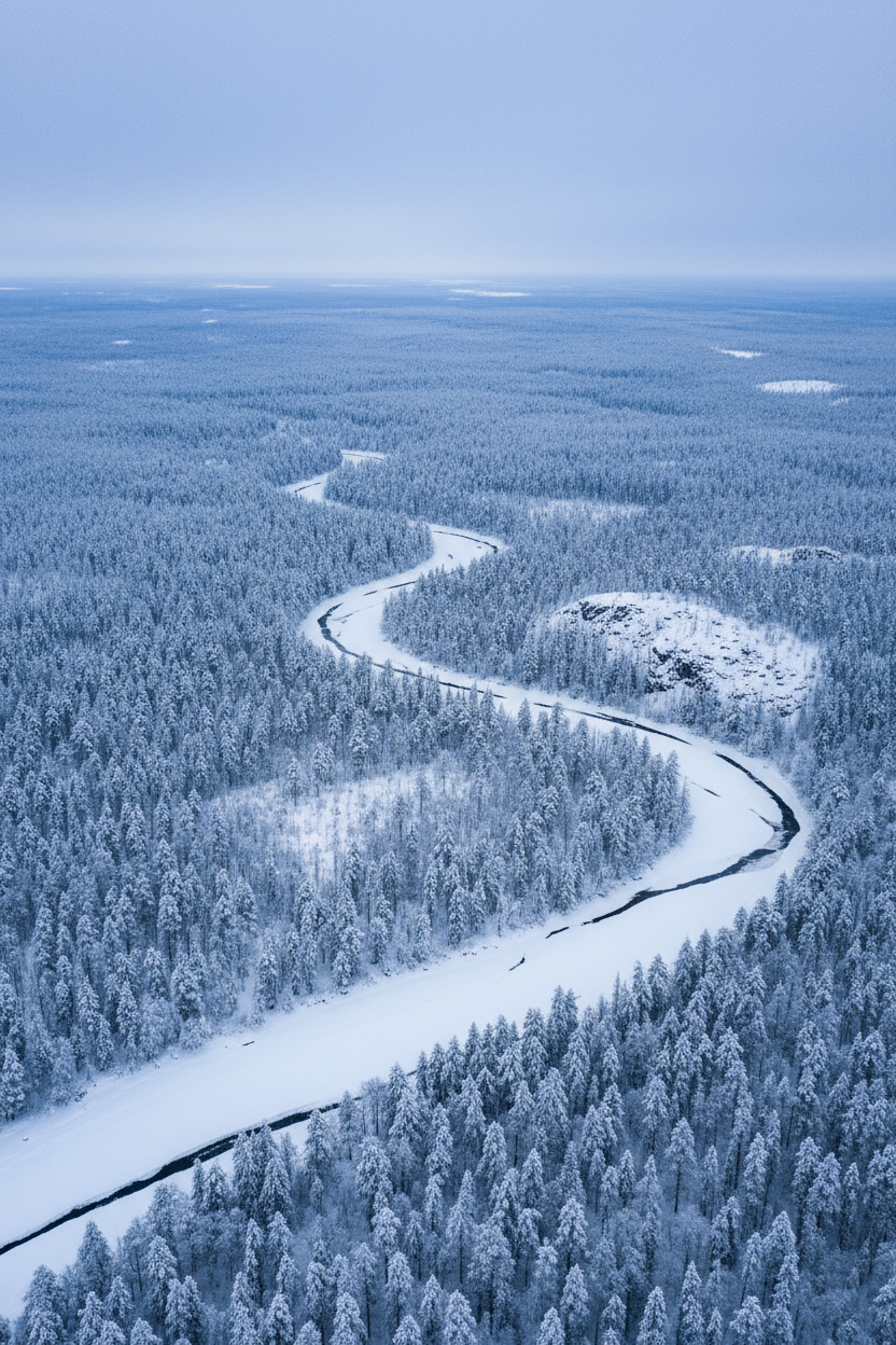 Russian taiga forest habitat