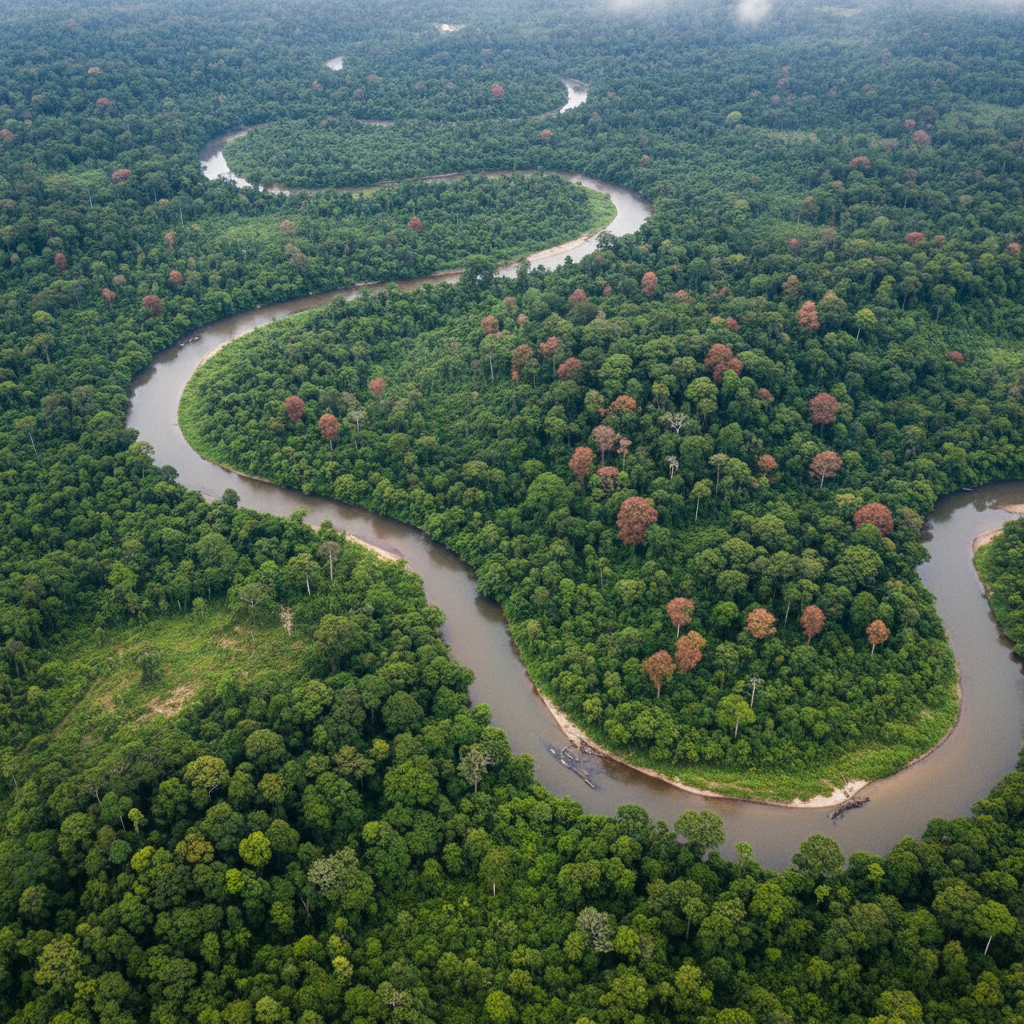 Borneo rainforest aerial view